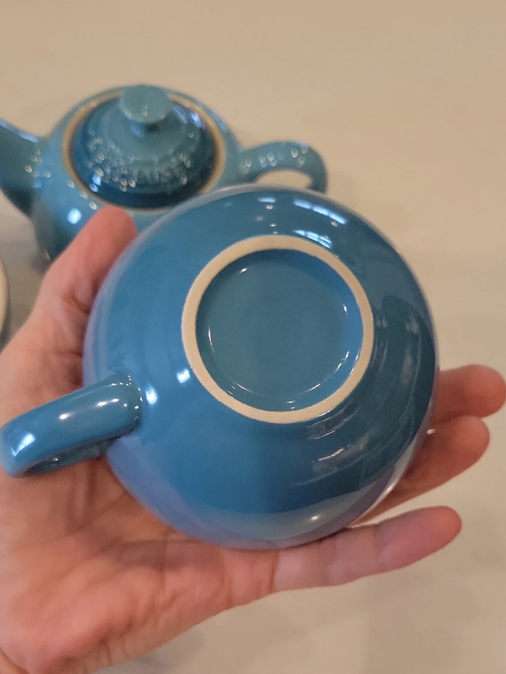 Retired Le Creuset Tea For 2 Set In Carribean Color